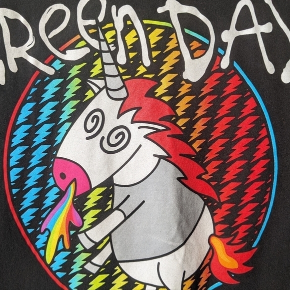 Green Day Rainbow Unicorn Graphic Tee Father of All Pacific Punk Indie - Picture 2 of 5